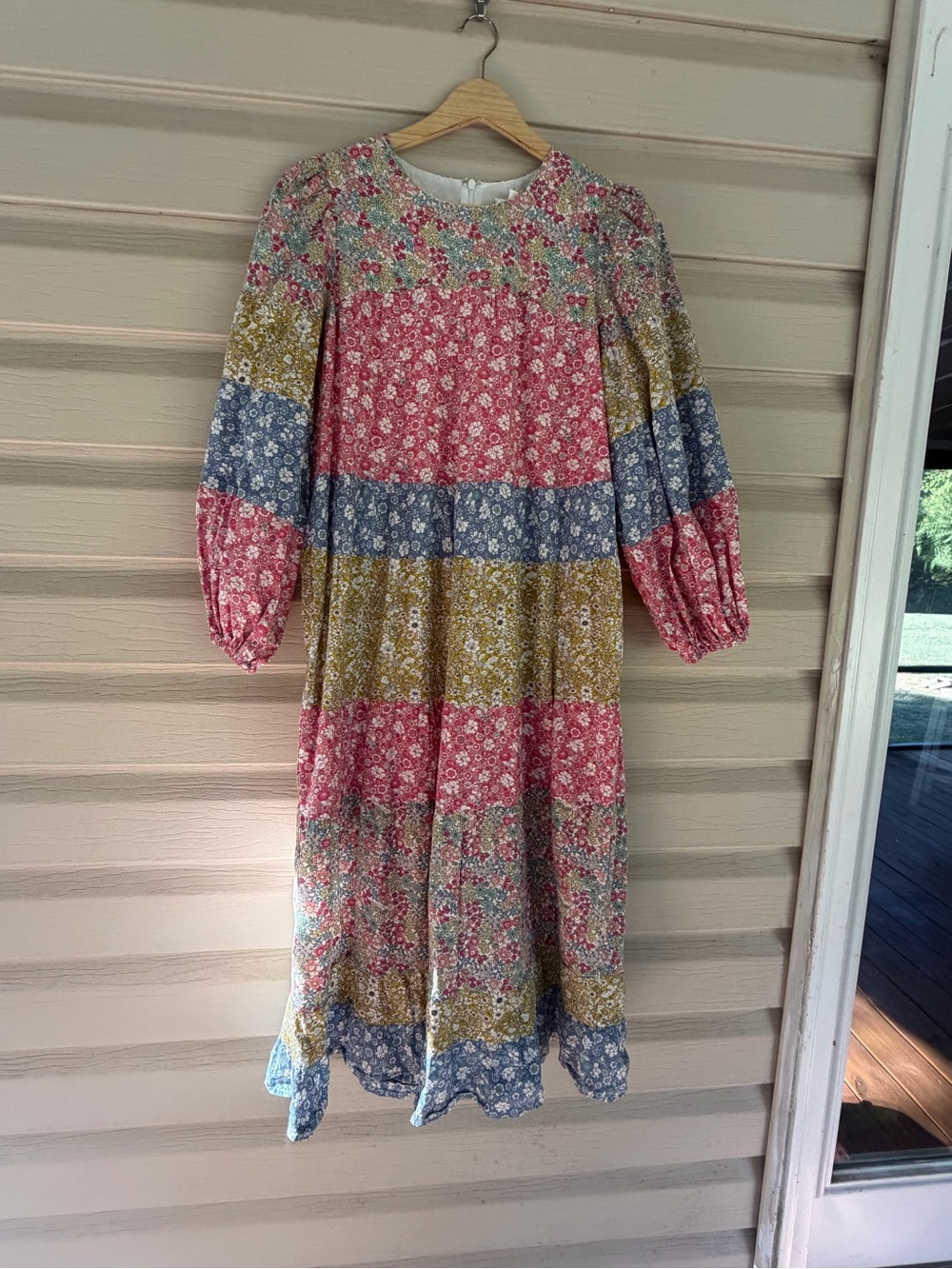 Hyacinth House Patchwork Floral Tiered Midi Dress